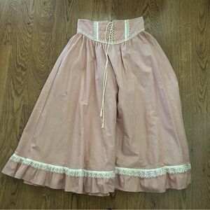Gunne Sax by Jessica vintage Pink Lace-Trimmed  midi Skirt cotton size 9